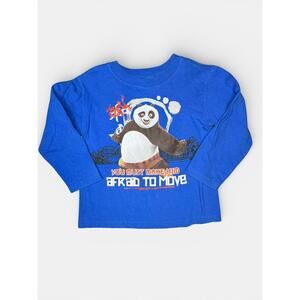 Y2K 2008 Kung Fu Panda Blue Long Sleeve Toddler Shirt Size 4T